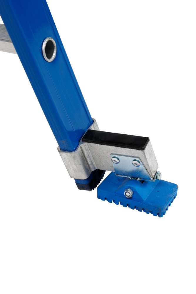 Atlas ladder 3 x 12, gebogen, blauw, reform, gevelrol, verbredingsvoet, dvsp