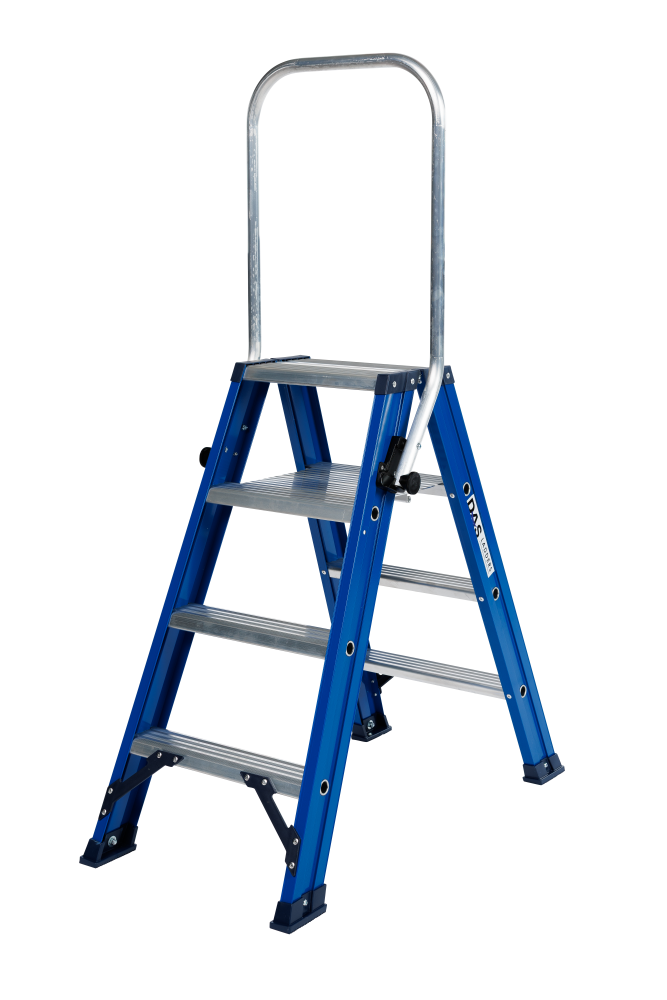 Hercules trapladder dubbel / 4 treden, blauw, klapbeugel