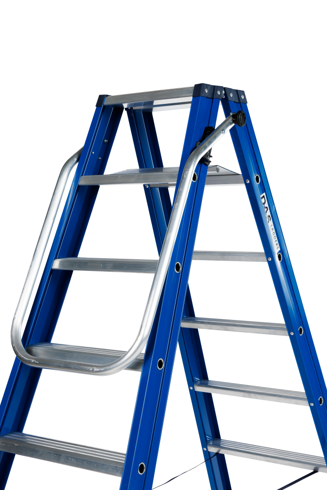 Hercules trapladder dubbel / 4 treden, blauw, klapbeugel