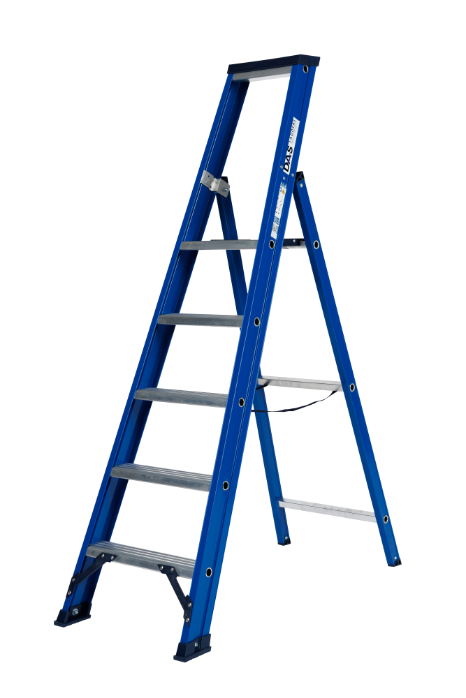 Hercules trapladder enkel / 5 treden, blauw