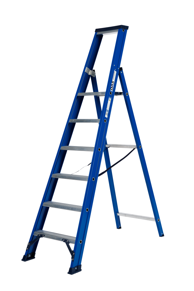 Hercules trapladder enkel / 6 treden, blauw