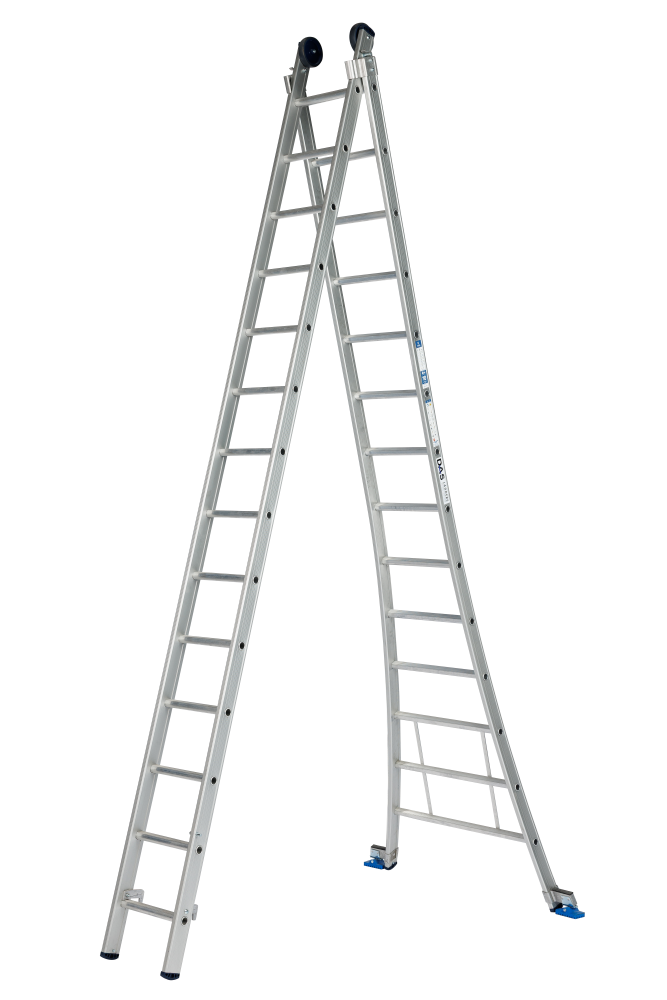 Atlas ladder / 2 x 14, gebogen, ano, reform, gevelrollen, verbredingsvoet