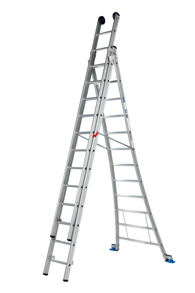 Atlas échelle 3 x 12 marches évasée ano, sécurité écartement