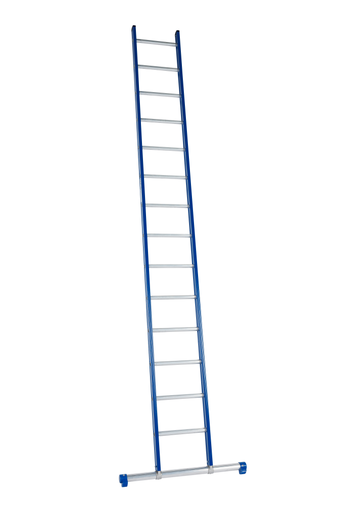 Atlas ladder / 1 x 14, recht, blauw, stabilisatiebalk